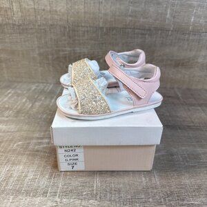 Angel By L’Amour Pink Sparkle Genuine Leather Sandal Shoes Toddler Girls 7